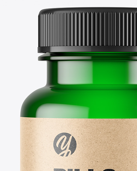 Empty Green Pills Bottle Mockup PSD #5