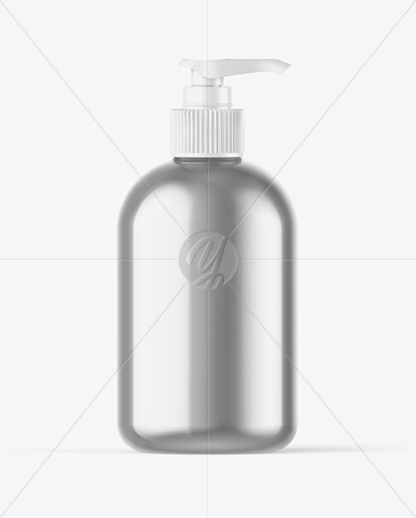 Download Matte Metallic Sanitizer Bottle W Closed Pump Mockup In Bottle Mockups On Yellow Images Object Mockups