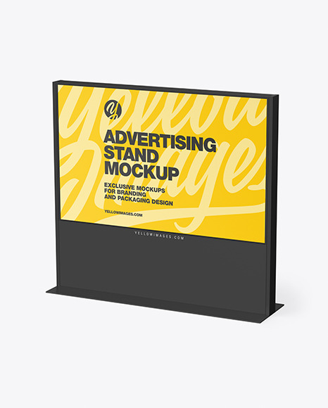 Download Led Display Stand Mockup In Indoor Advertising Mockups On Yellow Images Object Mockups