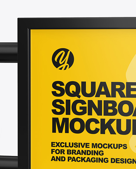 Square Signboard Mockup PSD #2