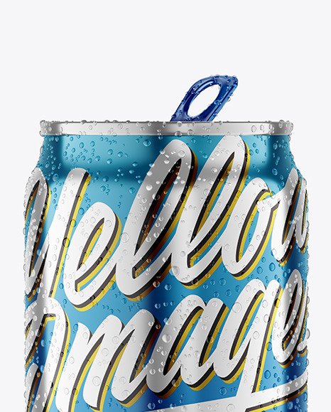 Download 250ml Metallic Drink Can With Condensation Mockup in Can Mockups on Yellow Images Object Mockups