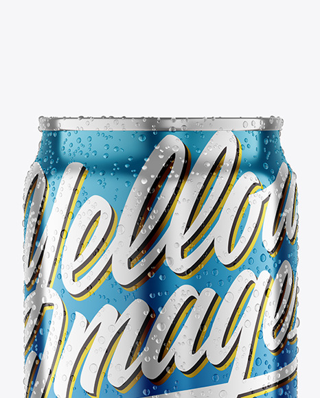 250ml Metallic Drink Can With Condensation Mockup PSD #1