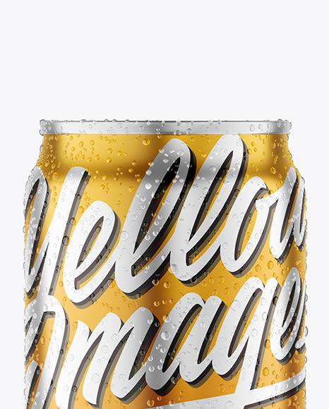 250ml Matte Metallic Drink Can With Condensation Mockup PSD #1