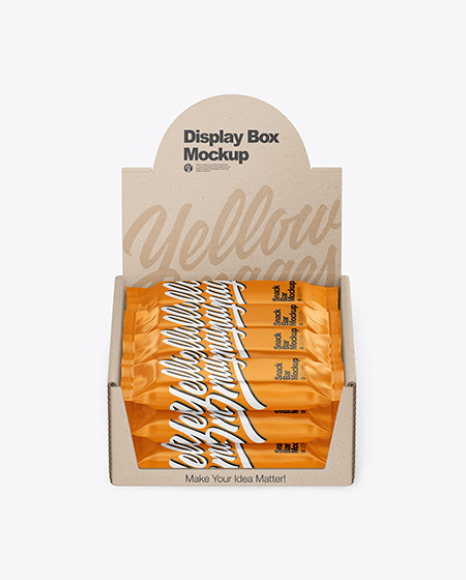 Kraft Display Box With Snack Bars Mockup In Box Mockups On Yellow Images Object Mockups