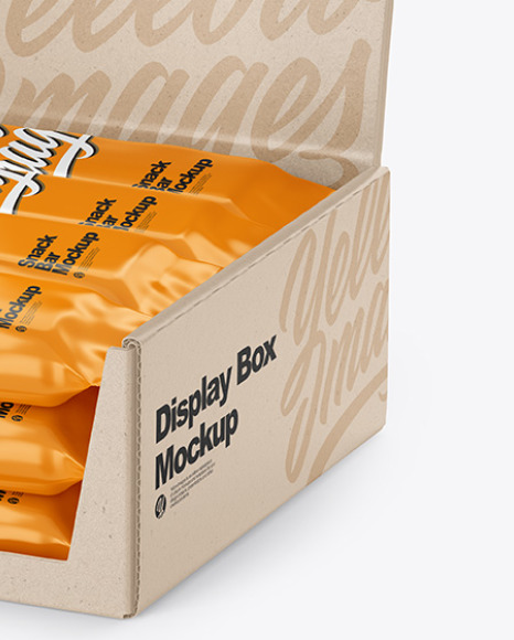 Download Kraft Display Box With Snack Bars Mockup In Box Mockups On Yellow Images Object Mockups