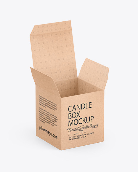 Kraft Box W Candle Mockup In Box Mockups On Yellow Images Object Mockups