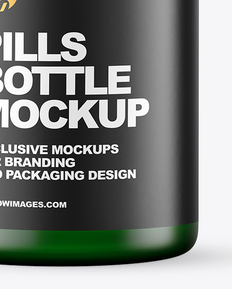 Empty Frosted Green Pills Bottle Mockup PSD #7