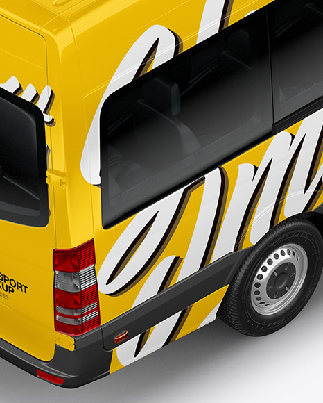 Download Van Mockup - Back Half Side View (High Angle Shot) in Vehicle Mockups on Yellow Images Object ...