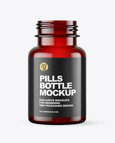 Empty Red Pills Bottle Mockup