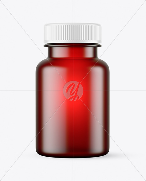 Empty Frosted Red Pills Bottle Mockup for Branding Empty Frosted Red Pills Bottle Mockup for Branding