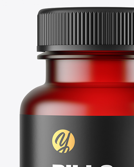 Empty Frosted Red Pills Bottle Mockup PSD #6