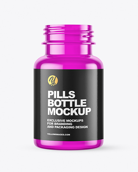 Empty Colored Pills Bottle Mockup