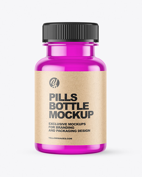 Empty Colored Pills Bottle Mockup PSD #2