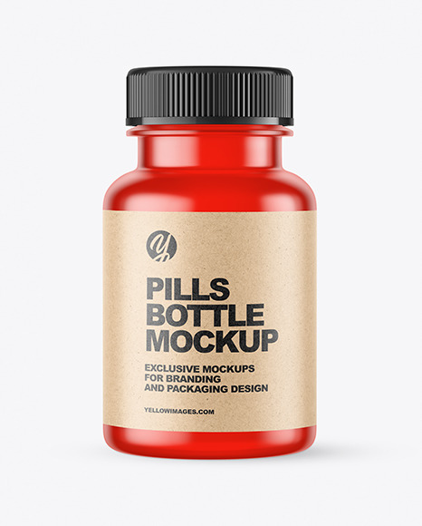 Empty Frosted Colored Pills Bottle Mockup PSD #2