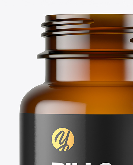 Empty Amber Pills Bottle Mockup PSD #1