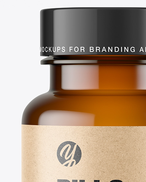 Empty Amber Pills Bottle Mockup PSD #5