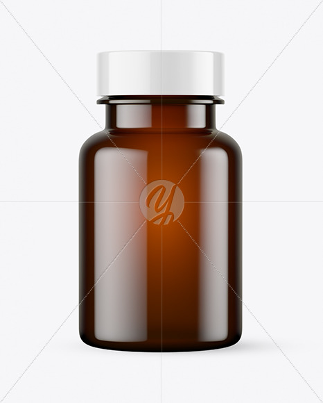 Empty Dark Amber Pills Bottle Mockup PSD #3