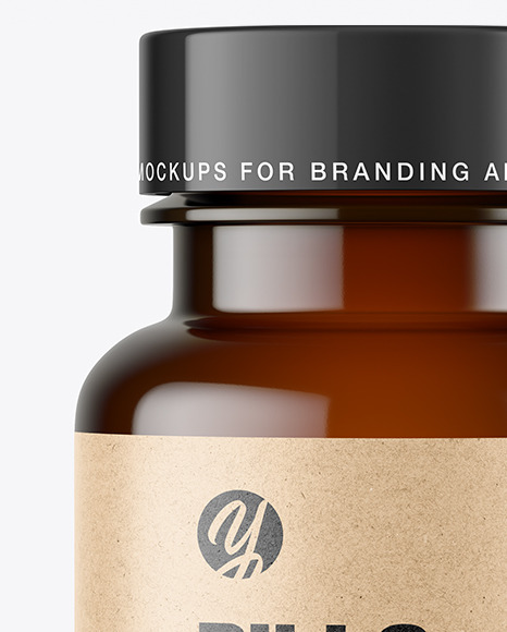 Empty Dark Amber Pills Bottle Mockup PSD #5