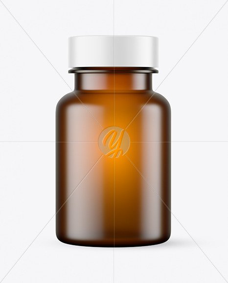 Empty Frosted Amber Pills Bottle Mockup PSD #3