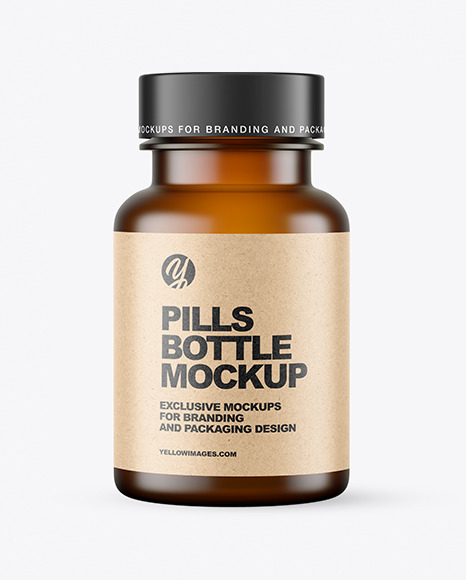 Empty Frosted Amber Pills Bottle Mockup PSD #2