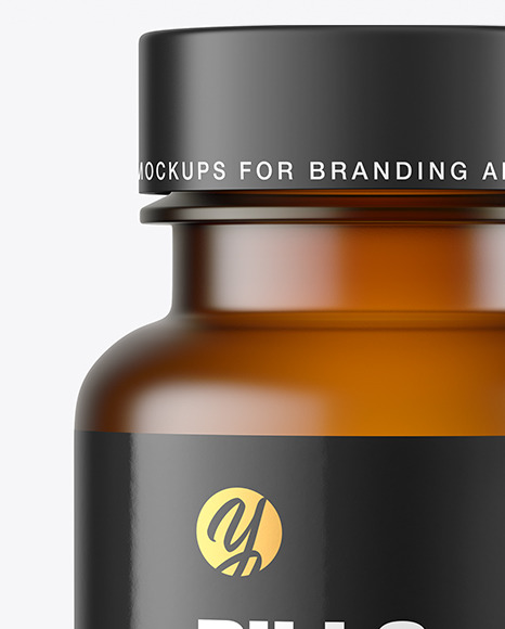 Empty Frosted Amber Pills Bottle Mockup PSD #6