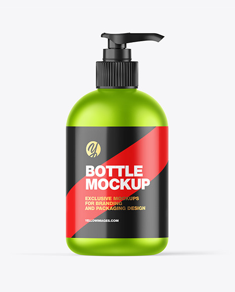 Matte Metallic Sanitizer Bottle w  Closed Pump Mockup PSD #2