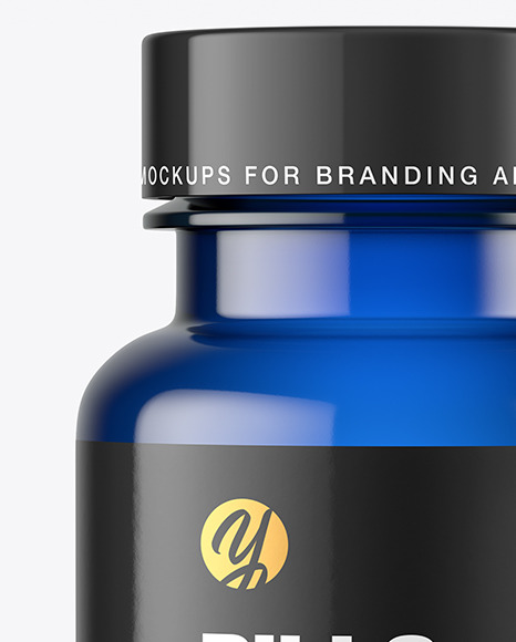 Empty Blue Pills Bottle Mockup PSD #6