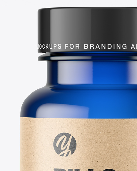 Empty Blue Pills Bottle Mockup PSD #5