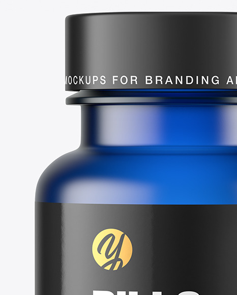 Empty Frosted Blue Pills Bottle Mockup PSD #6