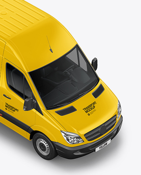Van Mockup - Half Side View (High-Angle Shot)