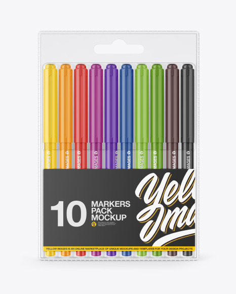 10x Glossy Markers Pack Mockup
