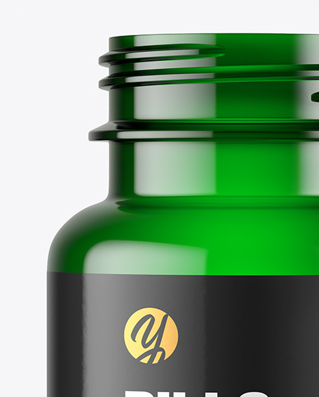 Empty Green Pills Bottle Mockup PSD #1