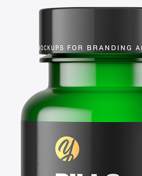 Empty Green Pills Bottle Mockup PSD #6