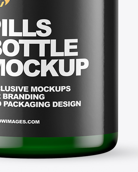 Empty Green Pills Bottle Mockup PSD #7