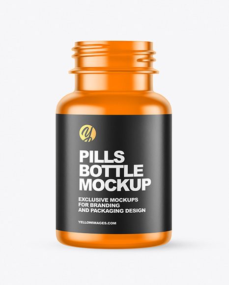 Empty Frosted Colored Pills Bottle Mockup