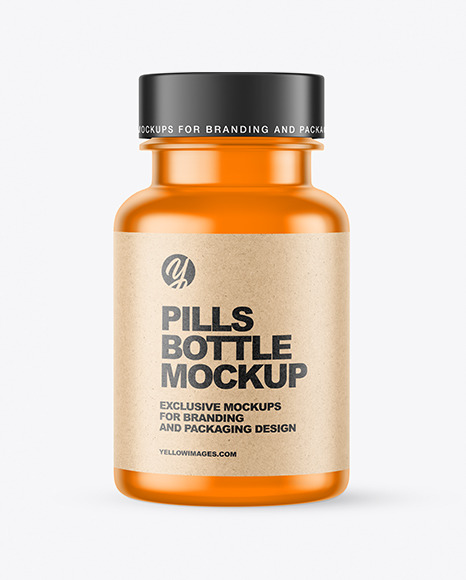 Empty Frosted Colored Pills Bottle Mockup PSD #2