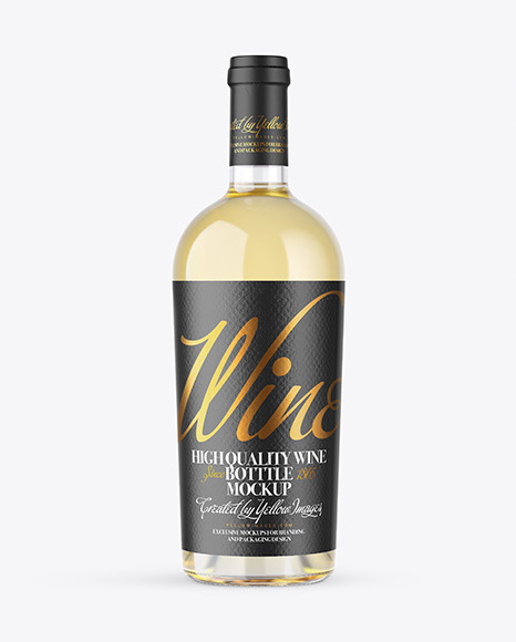 Download Clear Glass White Wine Bottle Mockup Yellow Author