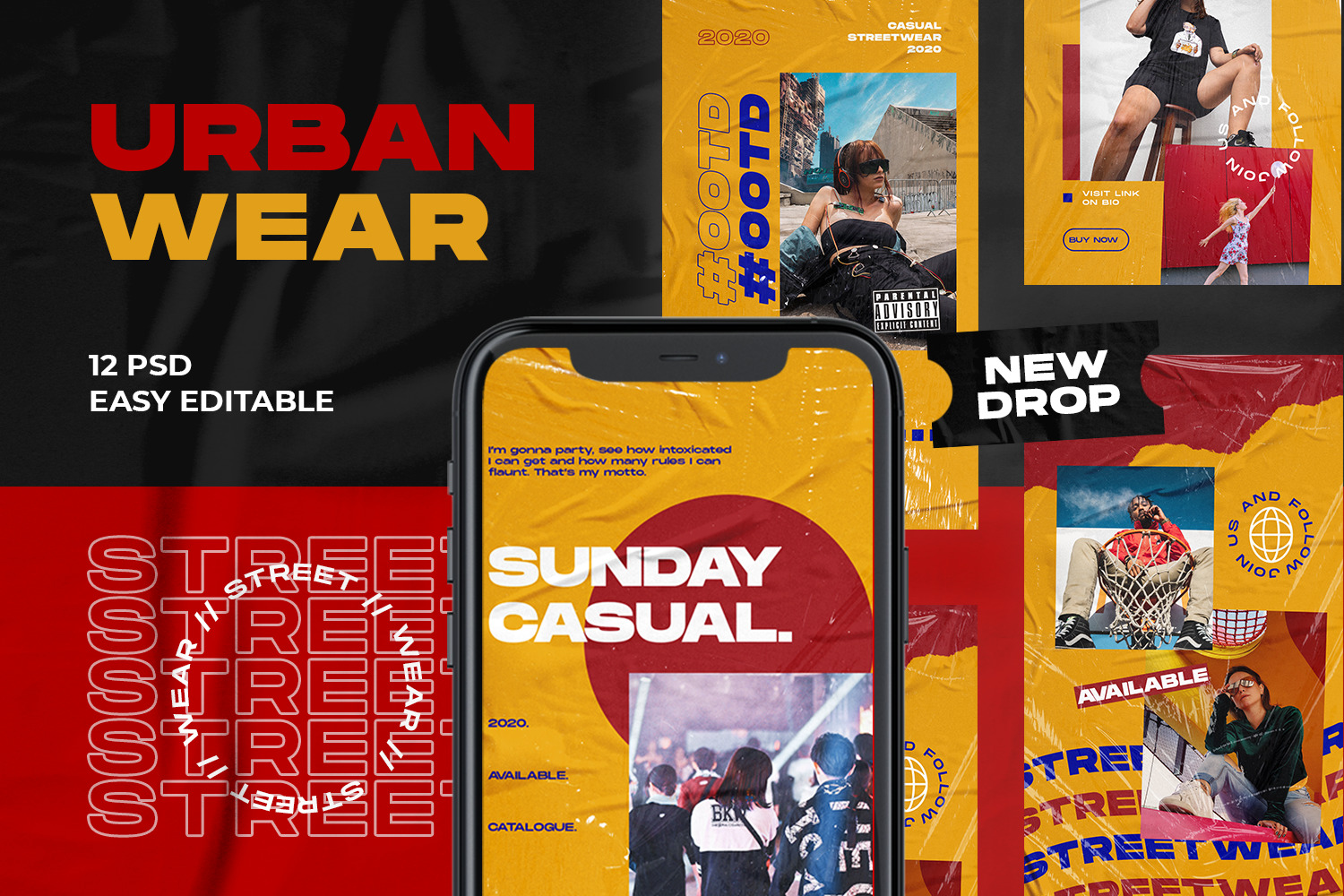 Download Urban Wear Instagram Template In Social Media Templates On Yellow Images Creative Store