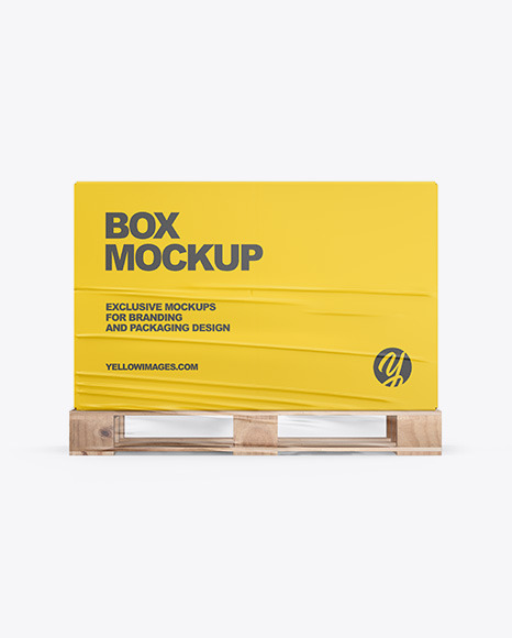 Download Pallet W/ Paper Box Mockup in Box Mockups on Yellow Images Object Mockups