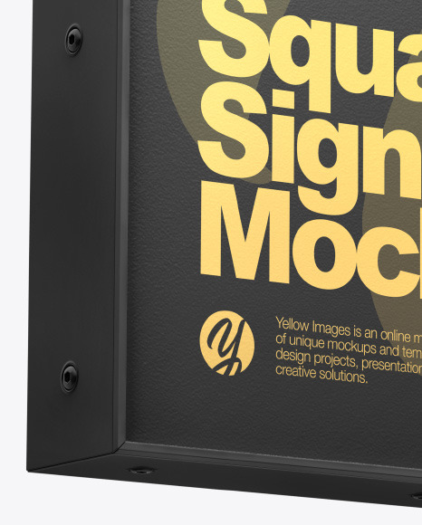 Plastic Square Signboard Mockup PSD #1