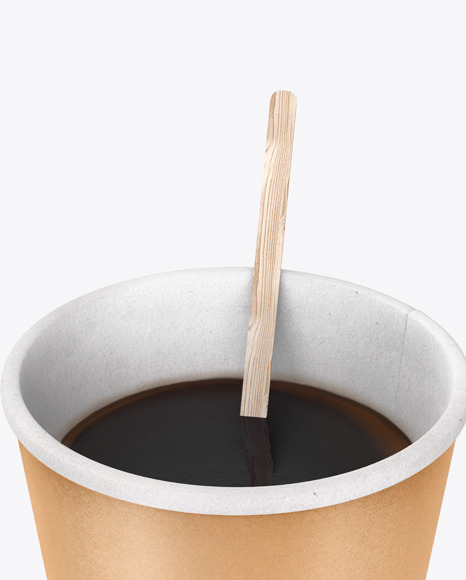 Kraft Paper Coffee Cup With Wooden Stick PSD #2