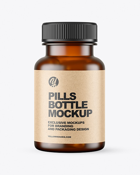 Frosted Amber Pills Bottle Mockup PSD #2
