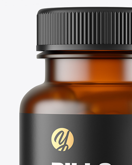 Frosted Amber Pills Bottle Mockup PSD #1