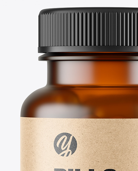 Frosted Amber Pills Bottle Mockup PSD #7