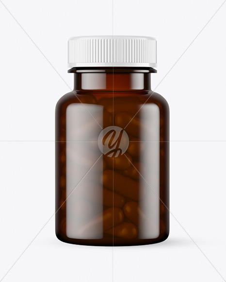 Dark Amber Pills Bottle Mockup - Free Download Images High Quality PNG, JPG