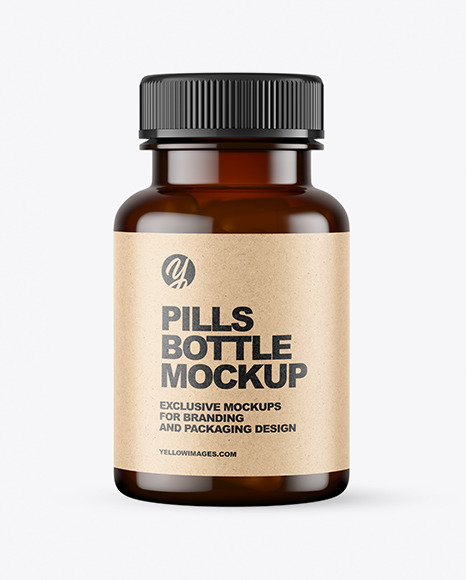 Dark Amber Pills Bottle Mockup PSD #2