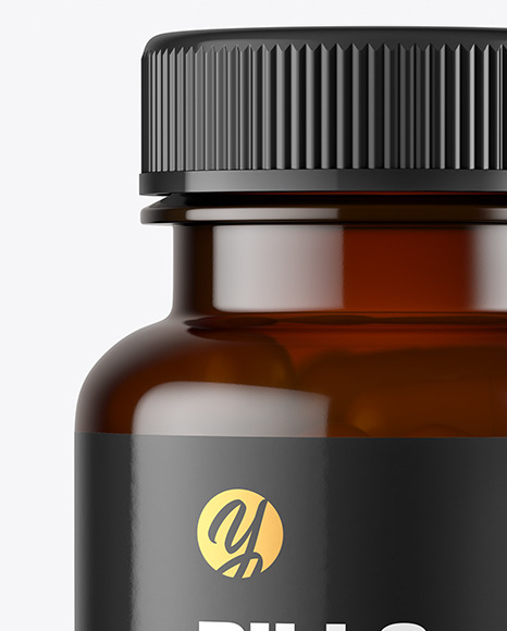 Dark Amber Pills Bottle Mockup PSD #1