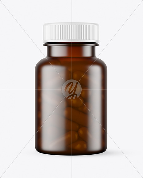 Frosted Dark Amber Pills Bottle Mockup PSD #3