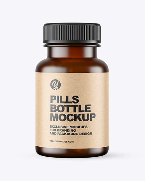 Frosted Dark Amber Pills Bottle Mockup PSD #2