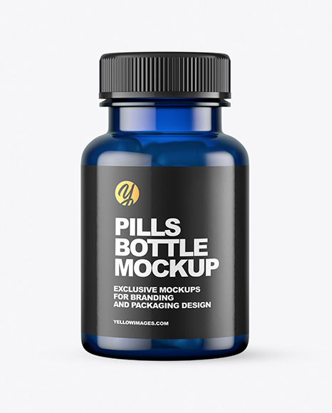 Blue Pills Bottle Mockup